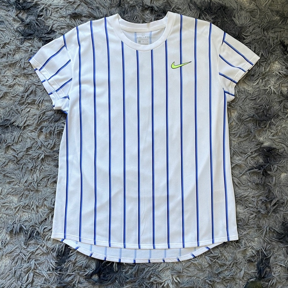 Nike blue & green striped jersey